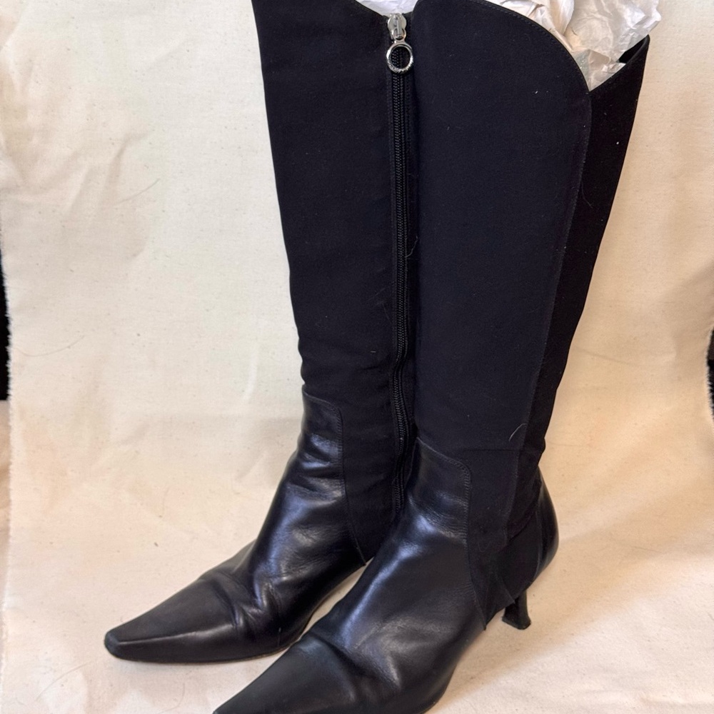 Donald J. Pliner Black Heeled Boots with Kitten Heel